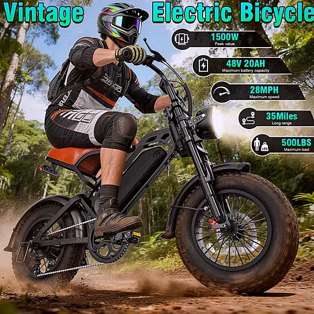16" FAT TIRE ADULTS ELECTRIC BIKE 1500W 28MPH 48V 20AH BATTERY MOUNTAIN EBIKE US