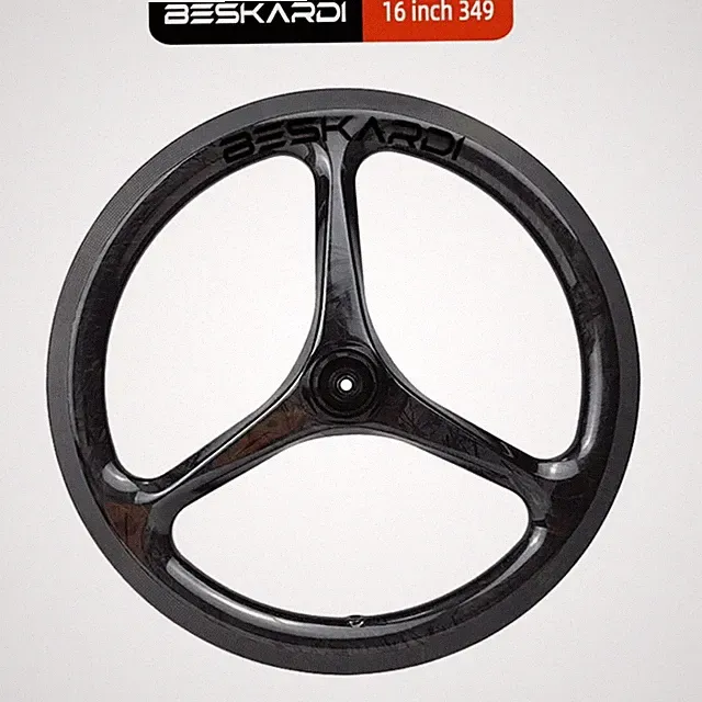 16 Inch 349 Tri Spokes Carbon Wheelset Folding Bike Front Wheels Rim/ V /C Brake