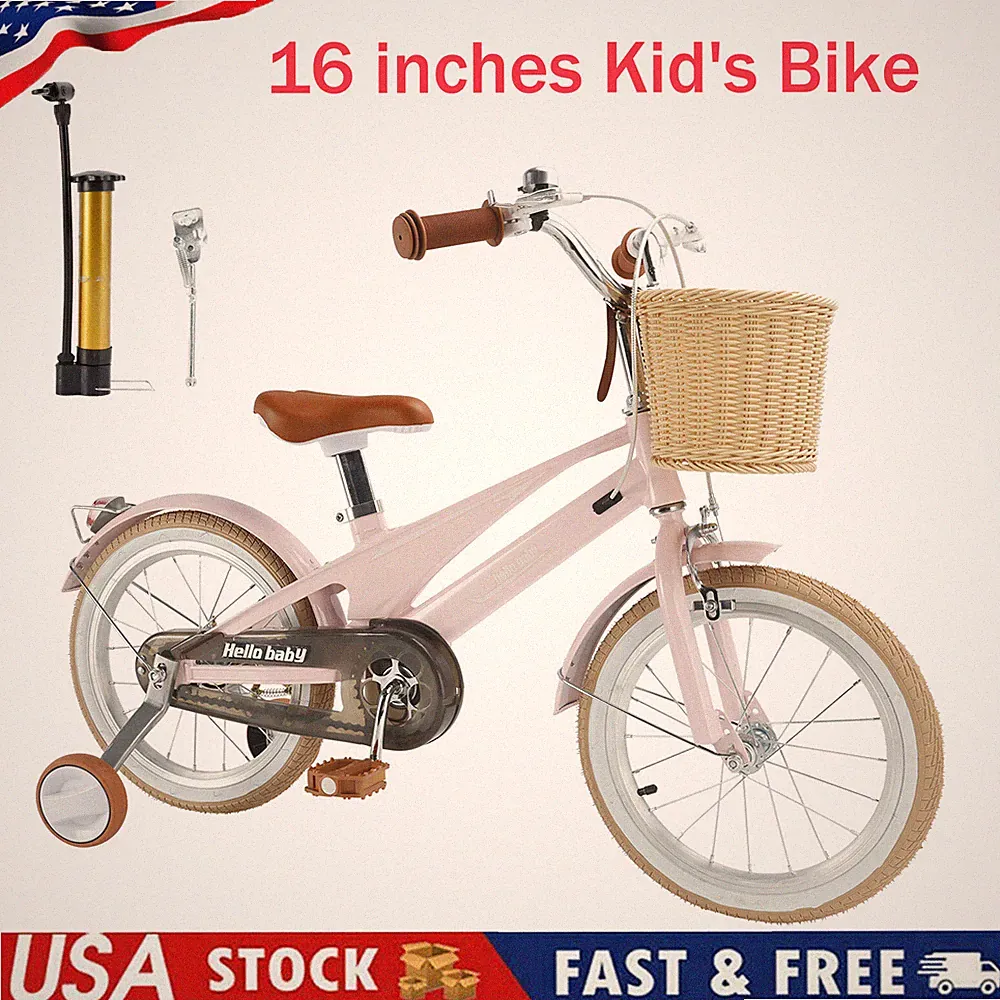 16 inches Kid's Bike Child Bicycle for Ages 7-9 Years Boy and Girl with Basket U