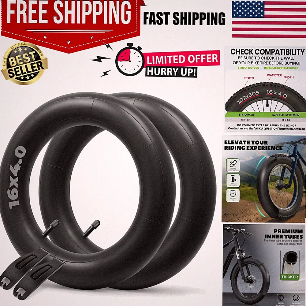 16X4.0 Fat Tire Tube with Schrader Valve - Butyl Rubber Bicycle Tubes for Ebike