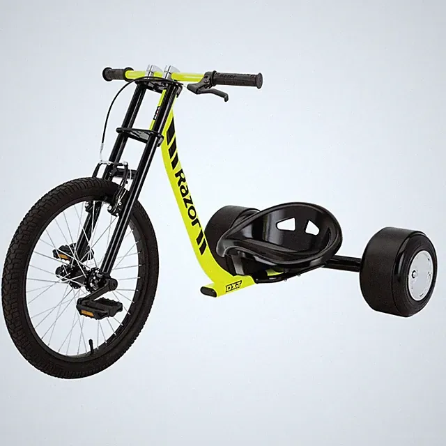 Adult Big Wheel Tricycle Drift Bike Razor 3 Wheel Trike Full Size Frame Yellow