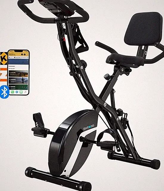 BARWING Stationary Exercise Bike for Home Workout, 5 in 1 Foldable Indoor Cyclin