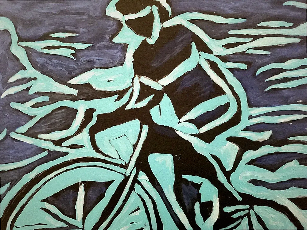 Bicycle Triathlon Cycling Ironman Triathlete Original Painting Art