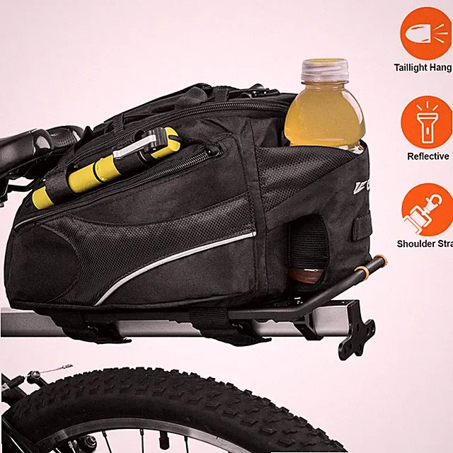 BV Bike Trunk Bag Commute Rear Carrier Seat Pannier Bag Multi-Compartments 10L