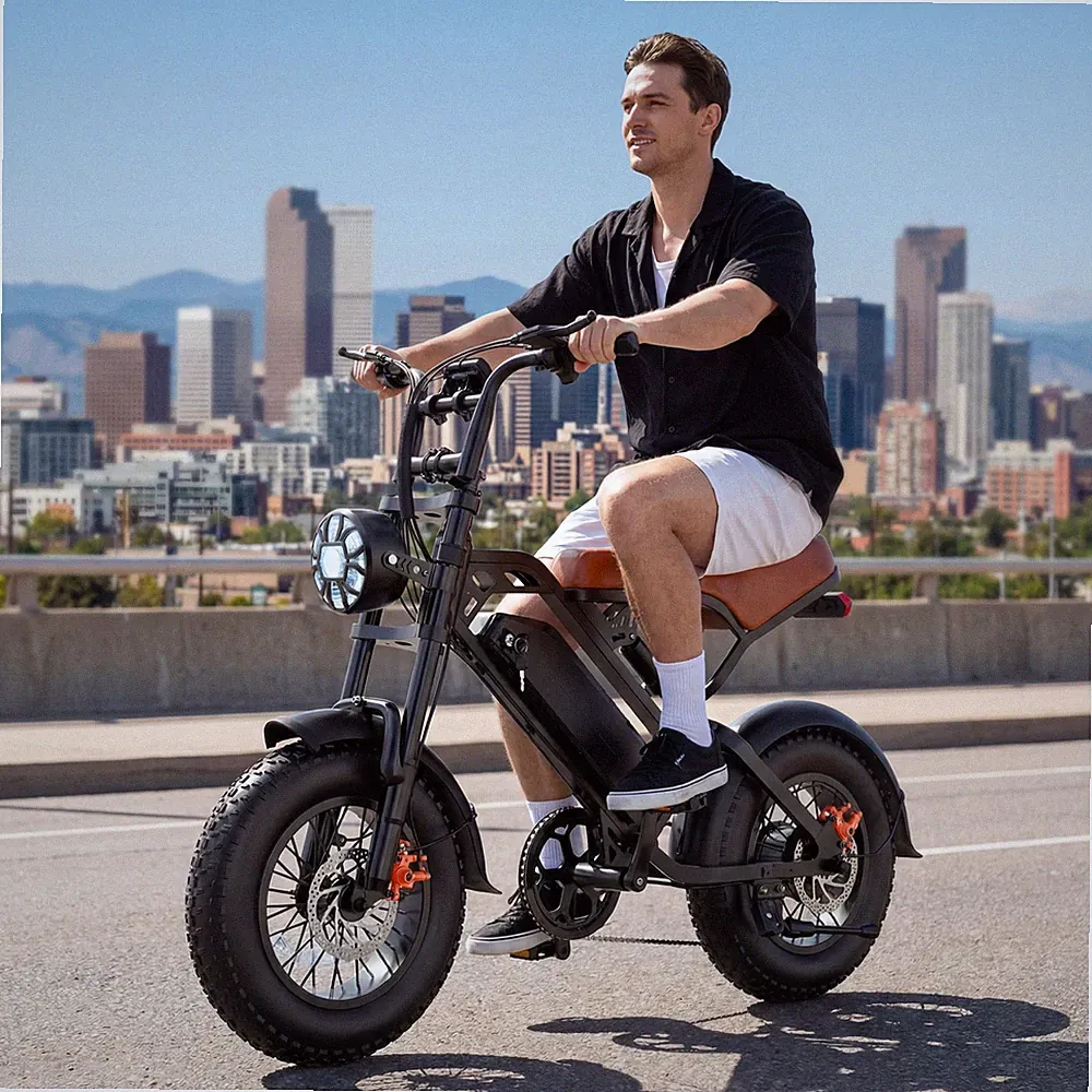 Electric Bike 1500W Peak Motor 48V E Bicycle 28MPH Mountain 16'' Fat Tire E-Bike