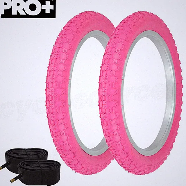 PRO+ Bicycle TIRES 16" x 2.125" PINK COMP III STYLE (2) TIRES &TUBES BMX