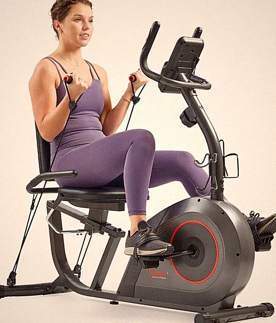 Smart Recumbent Bike, Wide Cushioned Seat & Back, Indoor Cycling Machine for Adu