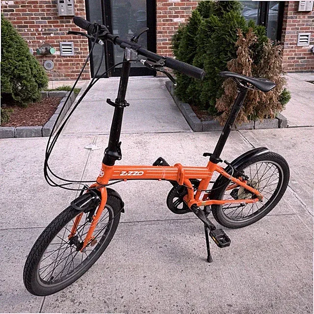 Zizzo Via 20in Folding Bike 8-Speed Aluminum w/ Fenders Kickstand Orange/Black